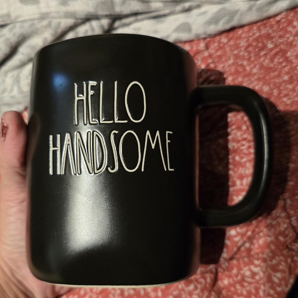 Rae Dunn Black Mug - Hello Handsome